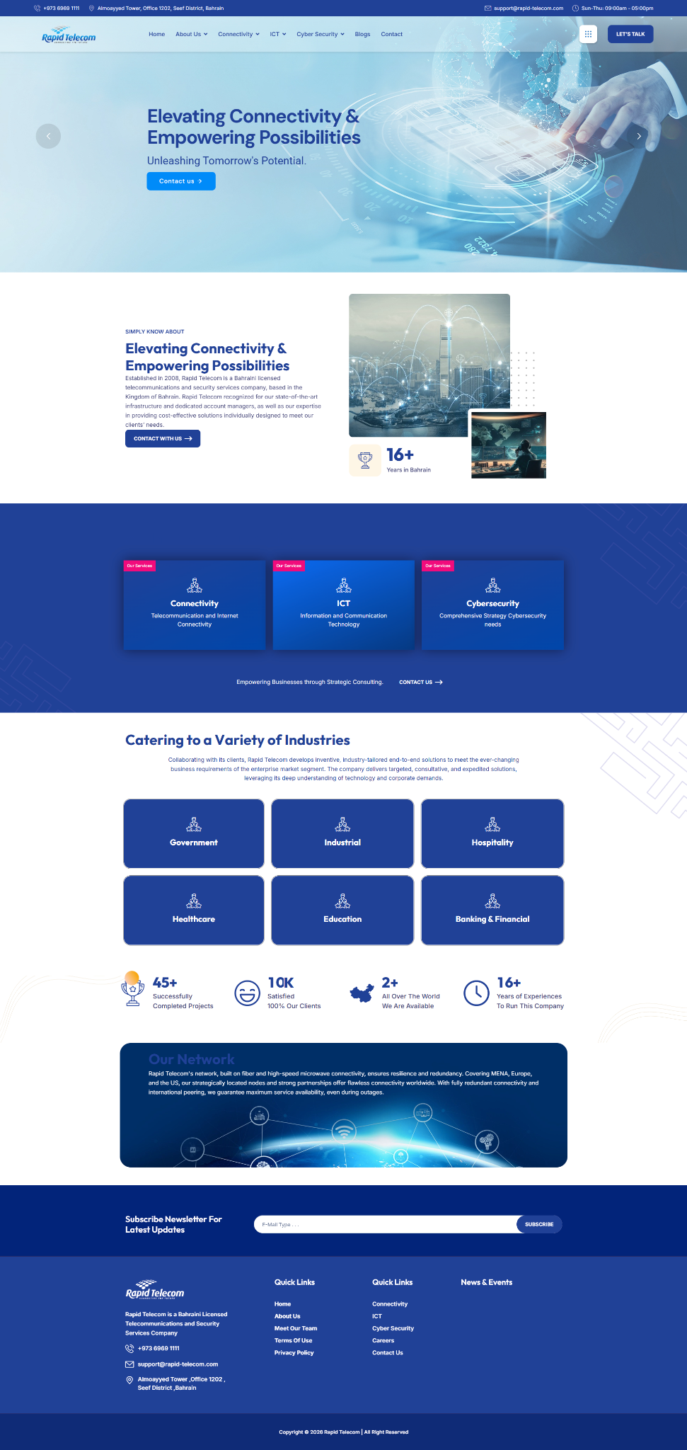 Rapid Telecom website design