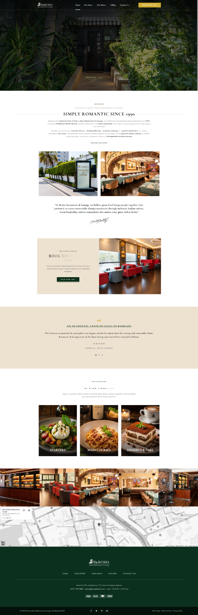 Roma Restaurant & Lounge website design
